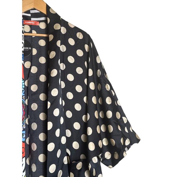 Alembika Paisley Dot Long Kimono Jacket Robe Satin Women's Size 1X Multi NWT - Picture 10 of 13